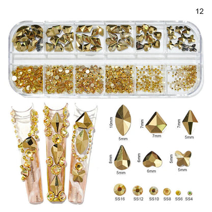 Nail Charms 30Pcs Boxed Luxury Shiny Planet Alloy 3D Art Rhinestones Bling Decor