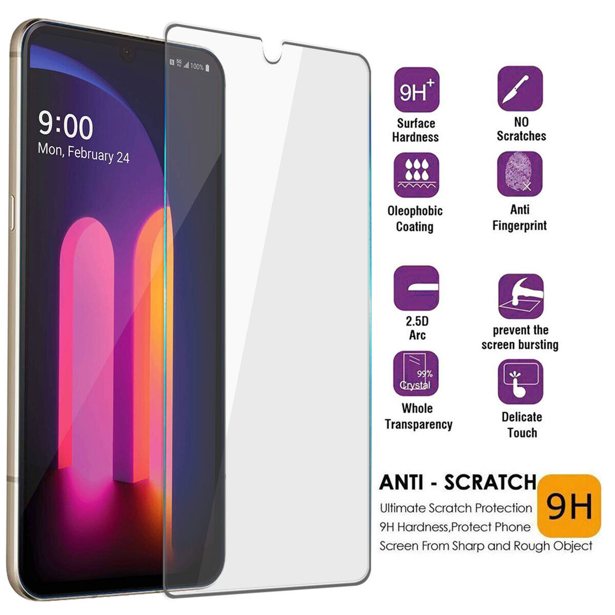 For LG V60 ThinQ 5G/V60 ThinQ/V60 Glossy Tempered Glass Clear Screen Protector