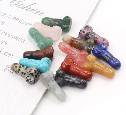 Mini Penis Figurine Natural Quartz Stone Crystal Healing Carved Crafts 10-100pcs