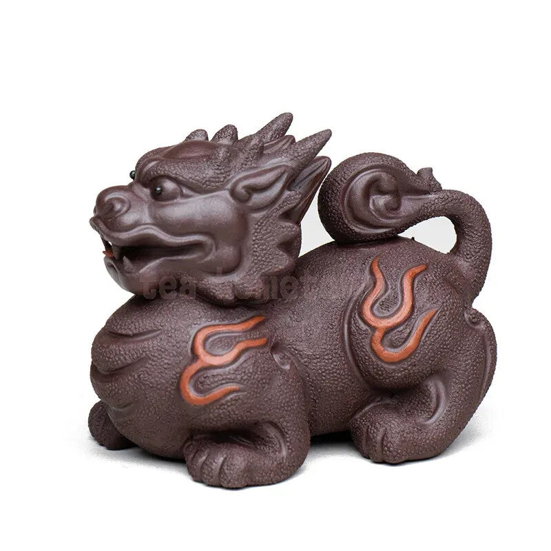 Purple Clay Tea Pet Lucky Animal Tea Figurine Handmade Sculpture Home Decor