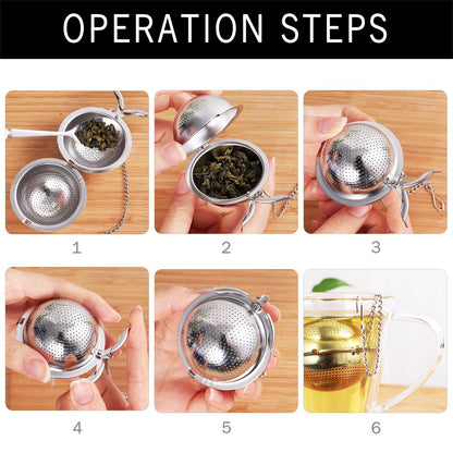 2pcs Stainless Steel Loose Mesh Ball Tea Leaf Strainer Infuser Herb Spice Filter