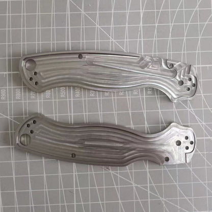 1Pair Titanium Knife Handle Scales Radial Stria for Spyderco Paramilitary C81