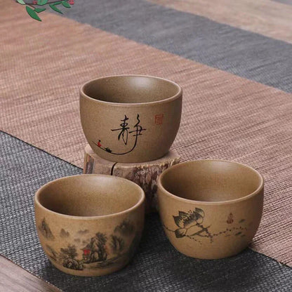 Rough Pottery Hand-painted Tea Cup Kung Fu Tea Set Chinese Cups Ceramic Teacups