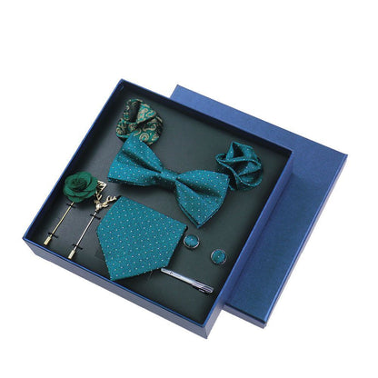 Men Ties 9Pcs Necktie Set Formal Luxury Wedding Cravat Pocket Square Silk Bowtie