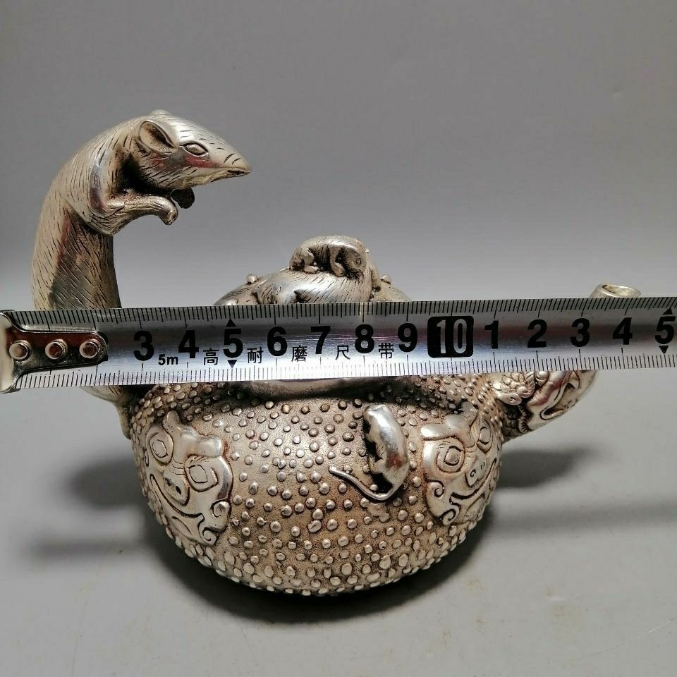 13CM Chinese Decorative Mouse Tea Pot Wine Pot Collection Crafts