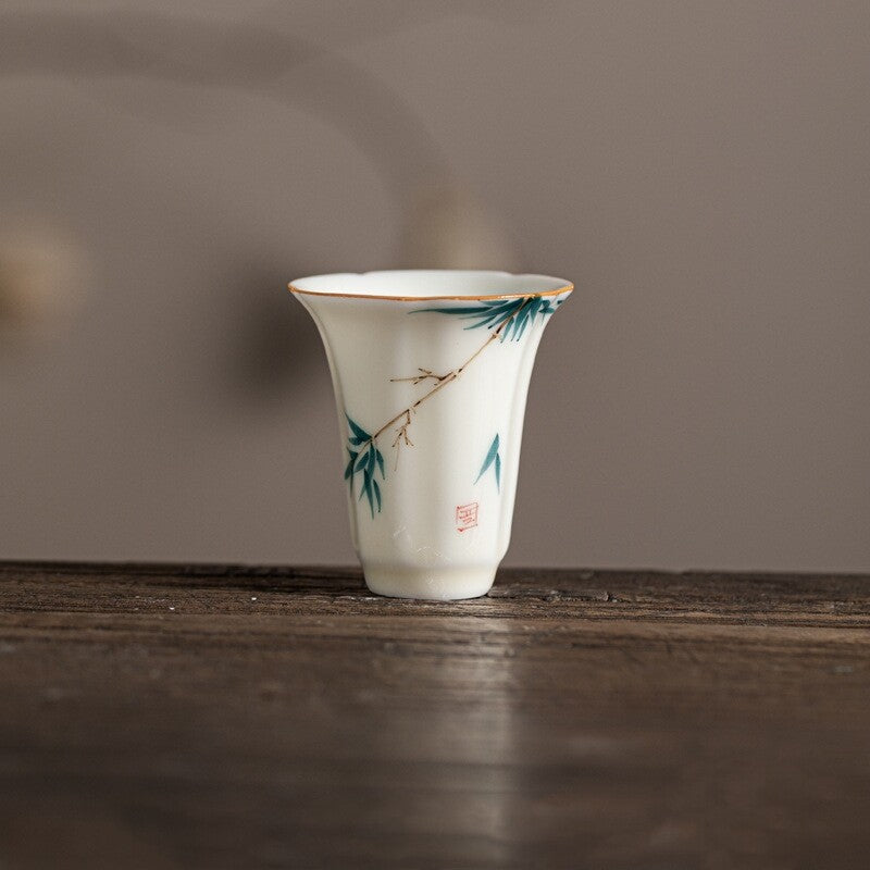 Ceramic Tea Cup Handpainted Chinese Kungfu Cup Scent Cup Floral Designing 45ml