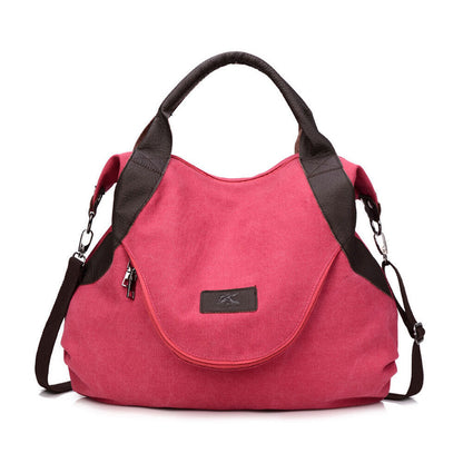 Ladies Canvas Tote Bag Multi Pockets Shoulder Bags Women Travel Detachable