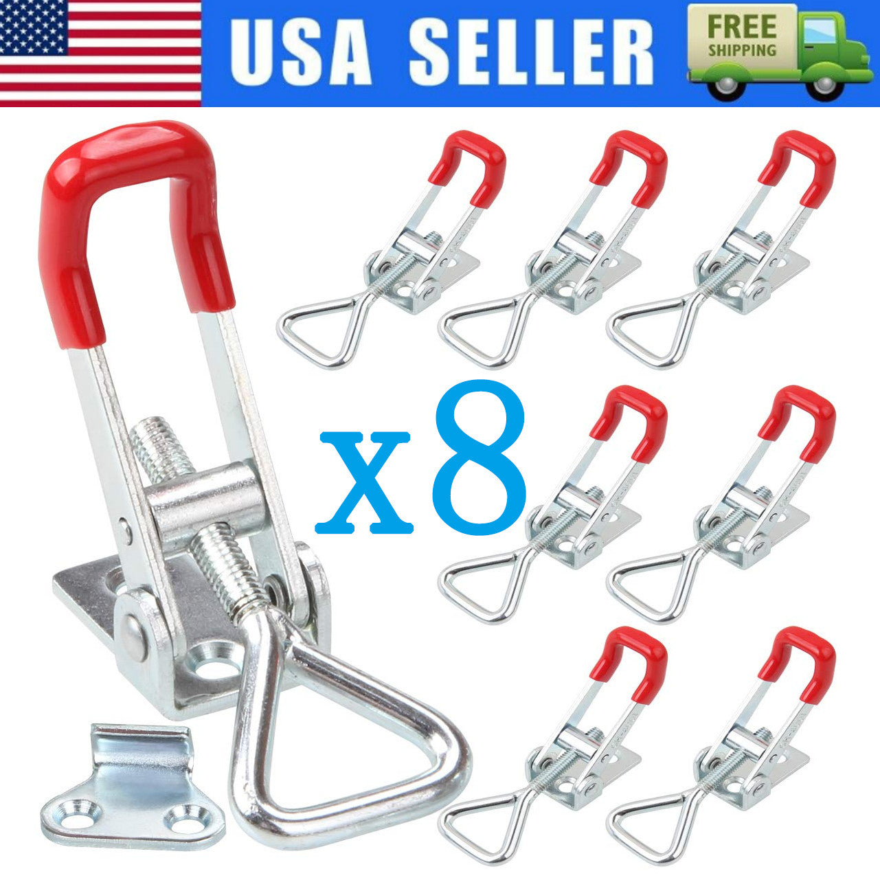 8Pcs Heavy Duty Steel Toggle Latch Catches Adjustable Lock Clamp For Boxes Case