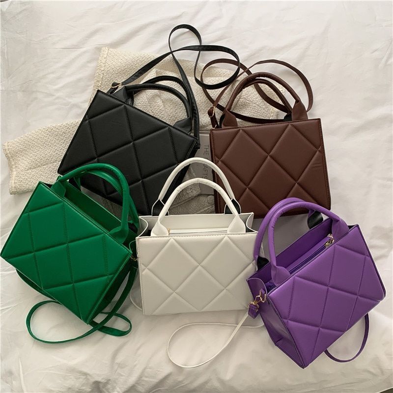 Shoulder Bag Trendy Plaid Leather Crossbody Bags Fashionable Handbags Handle Bag