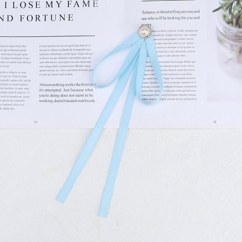 Women Pre-Tied Collar Bowknot Pearl Ribbon Brooches Pin Bow Tie Vintage Neckties
