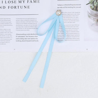 Women Pre-Tied Collar Bowknot Pearl Ribbon Brooches Pin Bow Tie Vintage Neckties