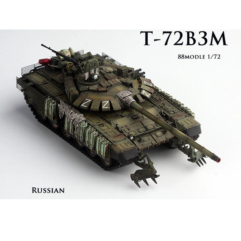 1/72 88MODLE Russian T-72B3M T72 Tank With Roof Battle Damage Edition Model