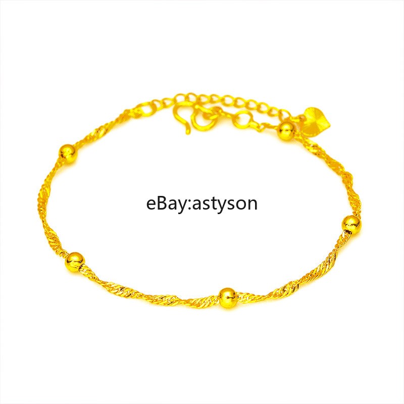 Lovely Hanging Bracelet 22K 23K 24K Gilding Yellow Gold Plated Jewelry 6.5"