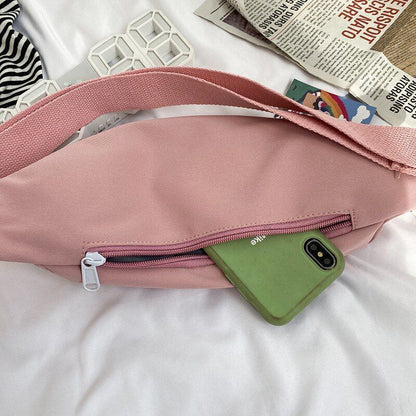 Waist Bag Canvas Leisure Solid Color Fanny Pack Cute Crossbody Chest Bag 35*14*8