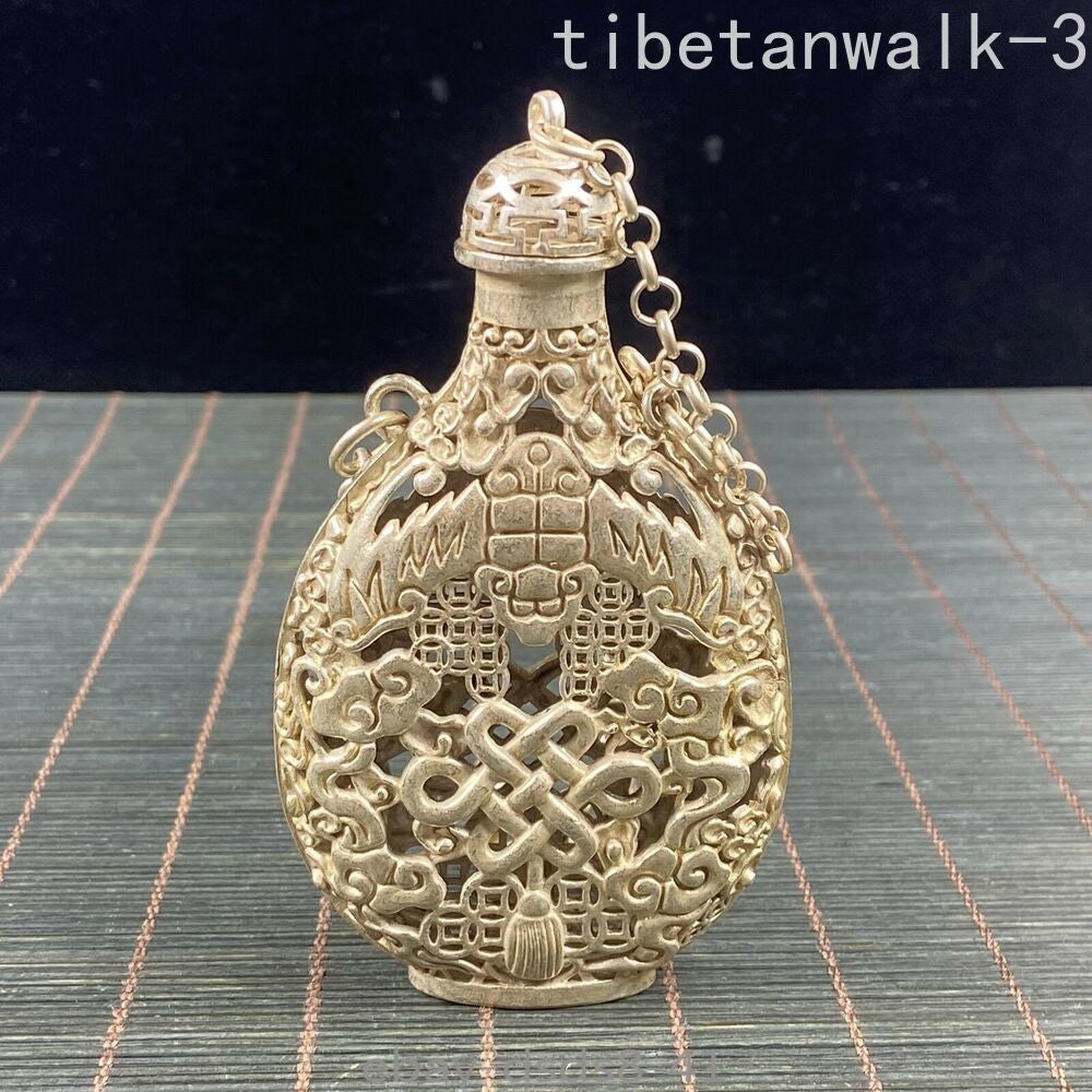 Collectibles Tibetan silver Handmade Statue Exquisite Snuff Bottles