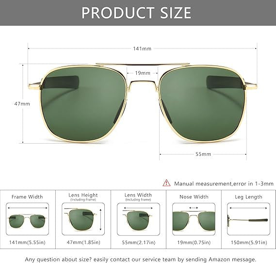 Aviator Sunglasses Premium Military Pilot Ultraviolet Mens Polarized Sunglasses