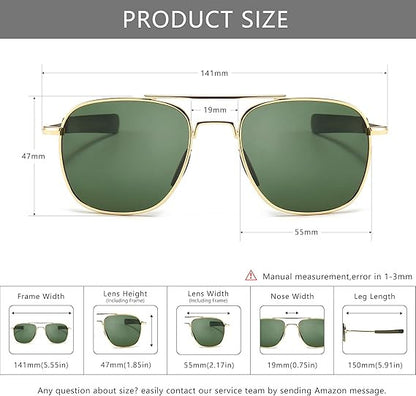 Aviator Sunglasses Premium Military Pilot Ultraviolet Mens Polarized Sunglasses
