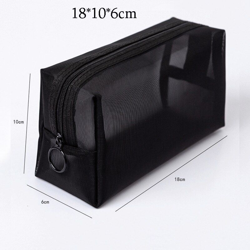 Portable Mesh Transparent Cosmetic Bag Makeup Case Travel Zipper Make Up Pouch