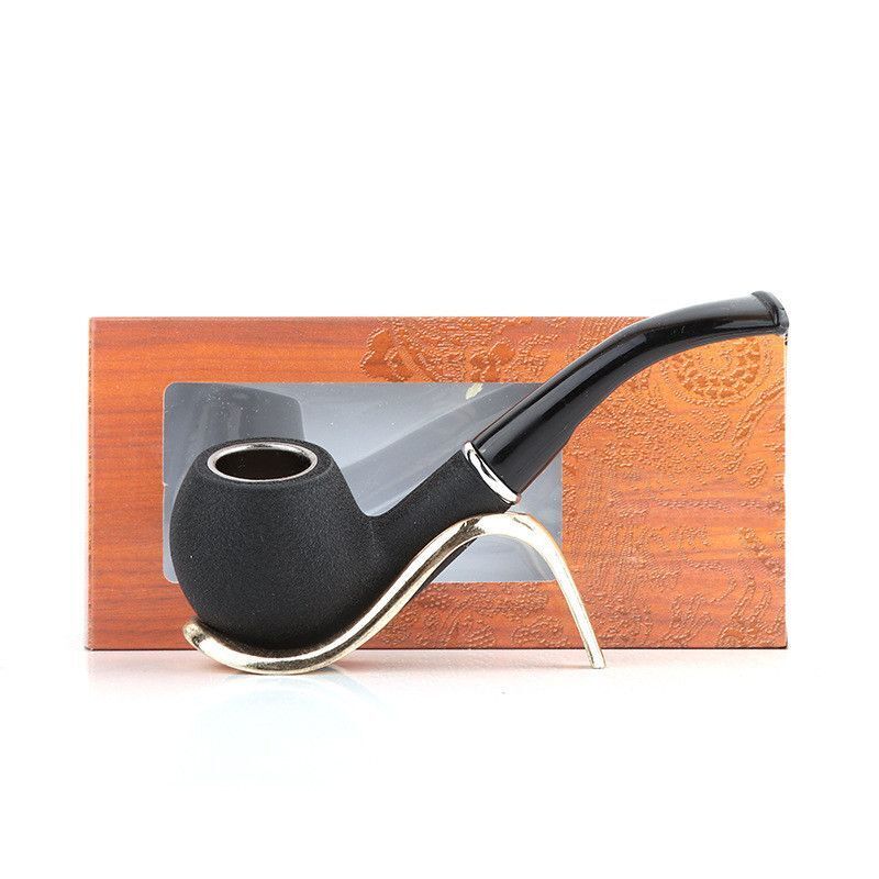 Tobacco Pipes Retro Acrylic Durable Resin Smoking Cigar Tools Bent Type Gift Box