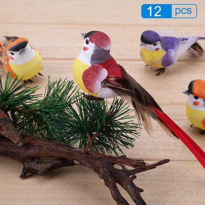 12Pcs Cute Simulation feather foam Bird Mini DIY Artificial Bird Home Decoration