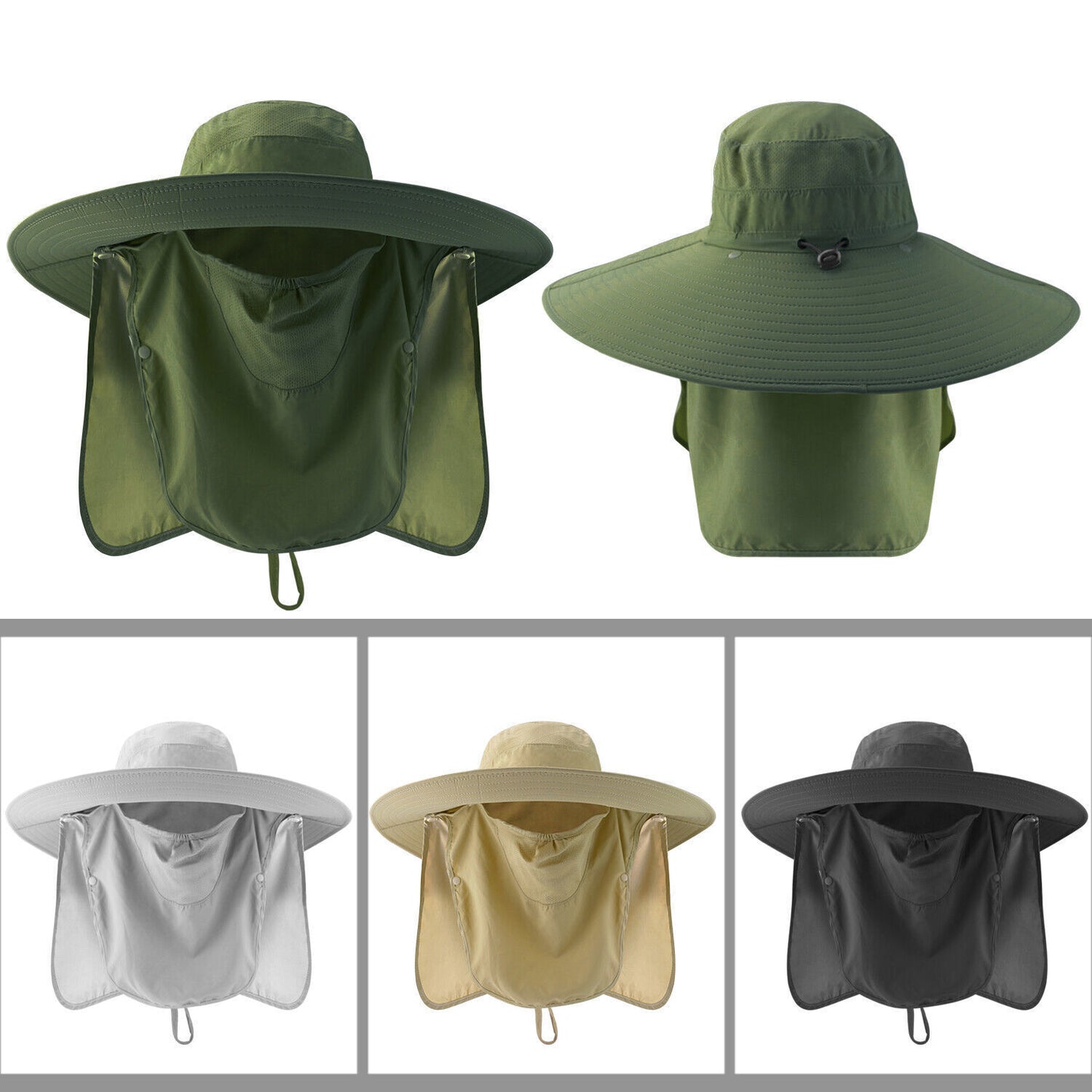 Wide Brim Sun Hat Men Women Breathable Bucket Cap Summer Fishing UV Protection