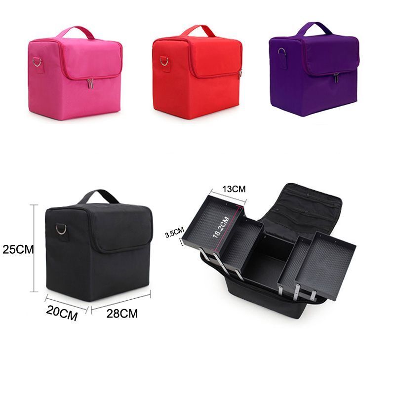 Large Make Up Bag Multi-layer Embroidery Cosmetics Storage Case Toiletry Bag 1PC