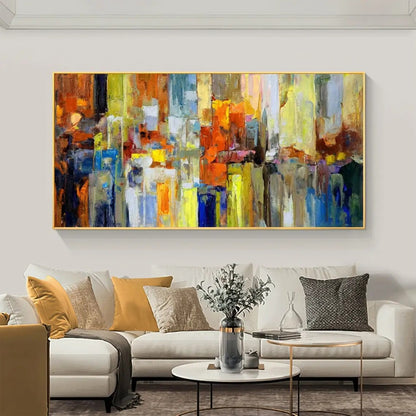 Colorful Abstract Textured Oil Painting on Canvas Geometric Painting Wall Art