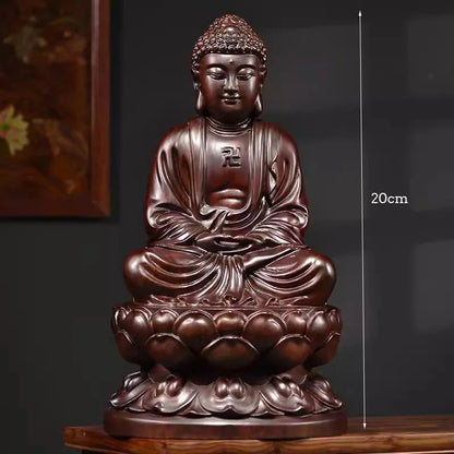 Ebony Wood Carvings Decorations Buddha Statue of Shakyamuni Collectible