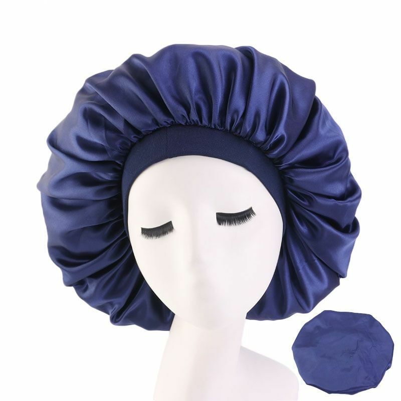 Sleep Night Cap Big Size Beauty Satin Silky Bonnet Head Cover Hat Curly Springy