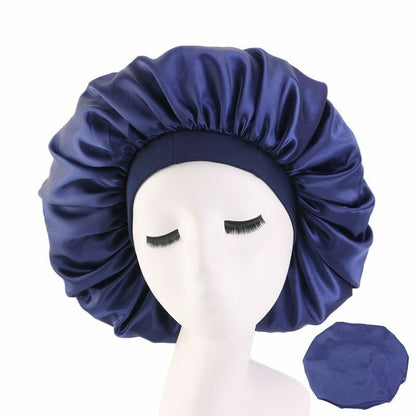 Sleep Night Cap Big Size Beauty Satin Silky Bonnet Head Cover Hat Curly Springy