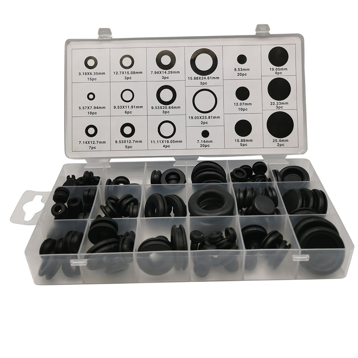 125PCS/Set Rubber Grommet Firewall Hole Plug Electrical Wire Gasket Assortment