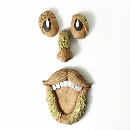 Tree Bark Face Halloween Outdoor Garden Statue Ghost Face Sculpture Decoration