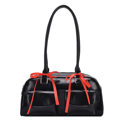 PU Leather Double Pockets Shoulder Bags Women Bag Lady Handbags and Purses