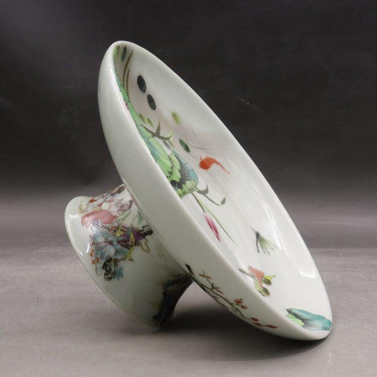 Chinese Famille Rose Porcelain Qing Tongzhi Flowers Birds Fruit Plate 6.50 inch