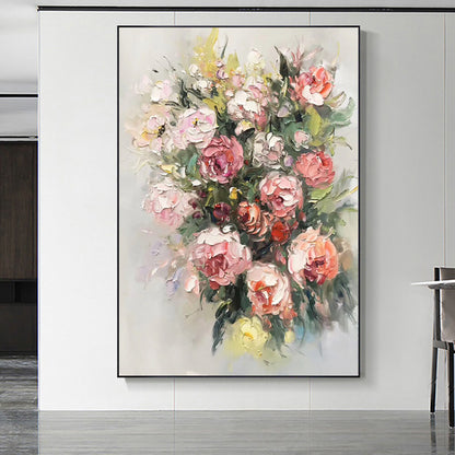 Hand Painted Abstract Flower Oil Painting Knife Thick Texture Canvas Painting