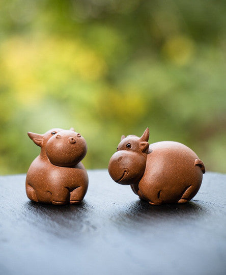Purple Clay Tea Pets Cute Cow For Tea Tray Tea Play Yixing Purple Sand Ornaments