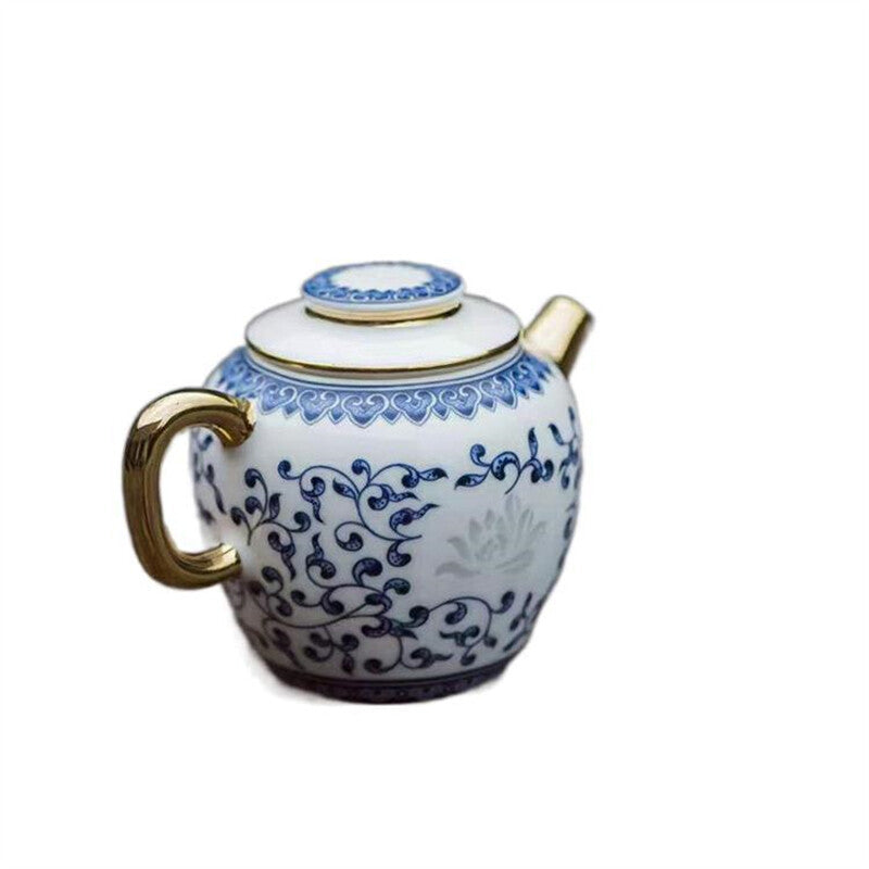 Jingdezhen Craft Tea Pot Handmade Tea Cup Chinese Blue-and-white Porcelain Pot