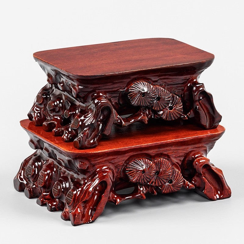 1 PC Wood Rack Fishbowl Stand Pot Stone Statue Doll Bonsai Vase Display Base