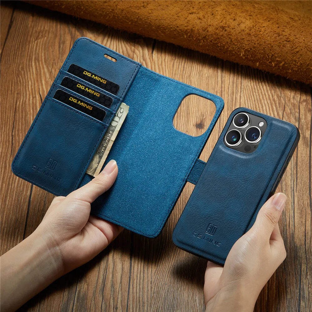 Detachable Magnetic Leather Phone Case – Wallet Kickstand Cover
