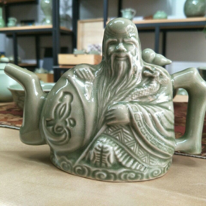 7.1" Chinese Antique Ceramic Green Tea Kettle Pot Assassins Teapot Handmade