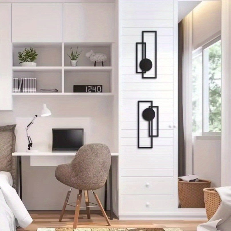 CIFbuy 2 Pcs Metal Wall Art Minimalist Abstract Geometric Home Office Decor