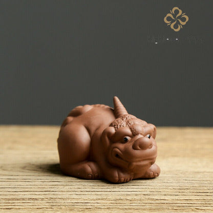 Creative Tea Pet Yixing Zisha Wealthy Mascot Purple Clay Table Decoration Small