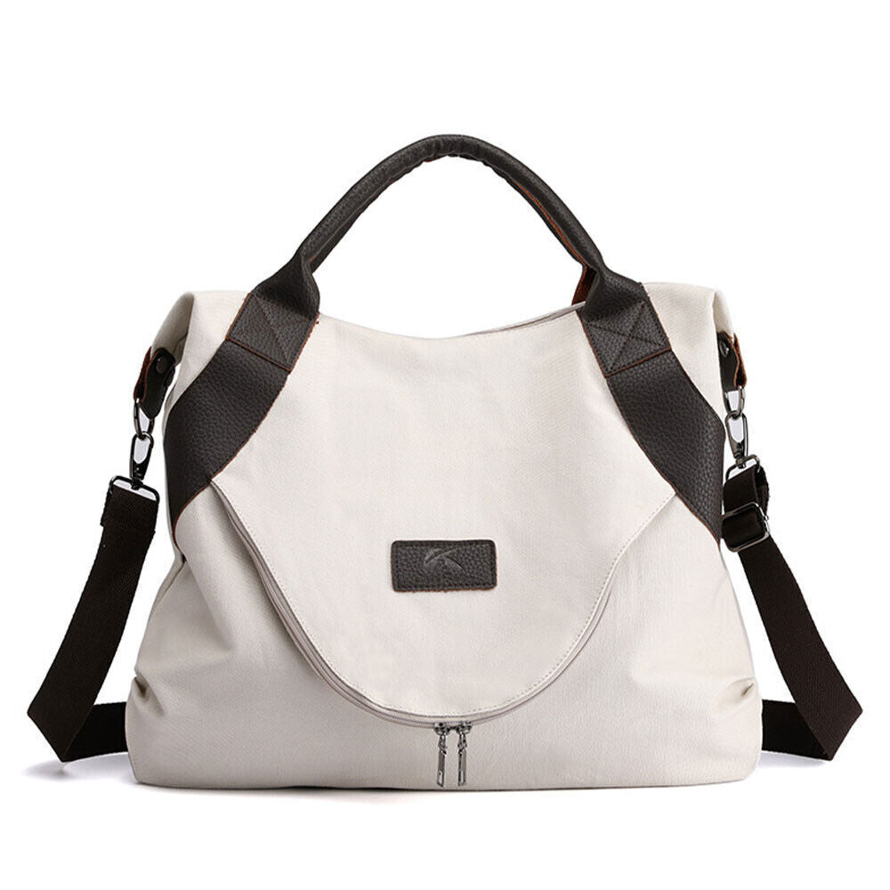 Ladies Canvas Tote Bag Multi Pockets Shoulder Bags Women Travel Detachable