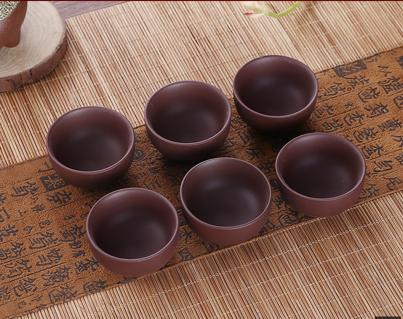 6pcs/lot Kungfu Tea Cup Puer Cups 25ml / 50ml Chinese Purple Clay Porcelain Cups