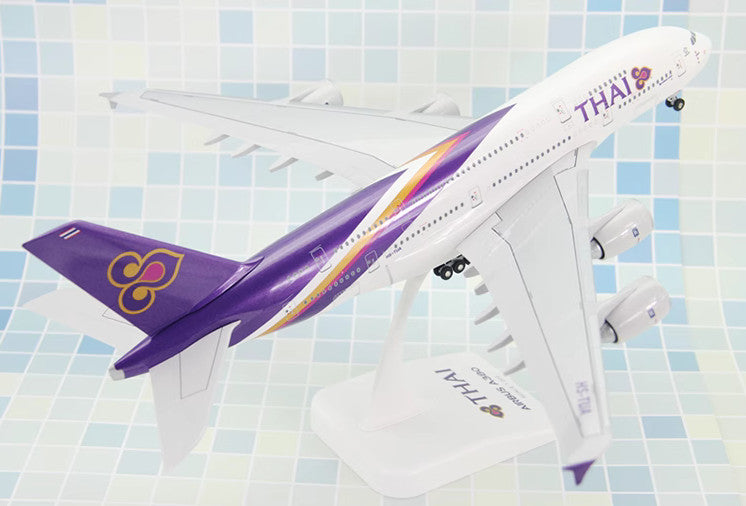 1:200 37CM RISESOON THAI Airbus A380-800 Passenger Plane ABS Plastic Plane Model
