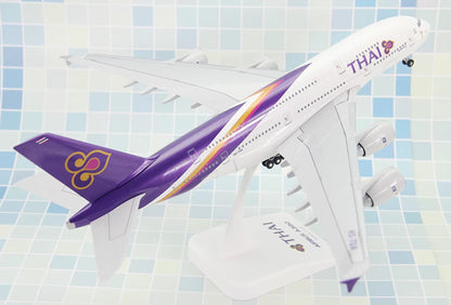 1:200 37CM RISESOON THAI Airbus A380-800 Passenger Plane ABS Plastic Plane Model