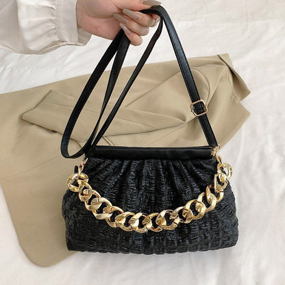 Luxury Acrylic Thick Chain Handbag Purse Shoulder Bag Clip Shell Evening Clutche