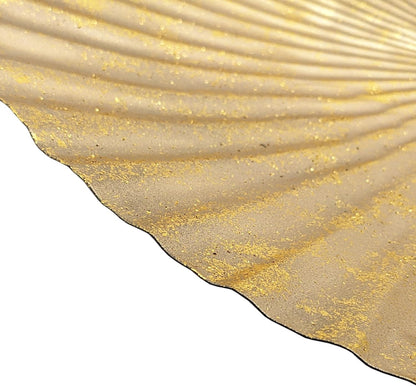Set of 18", 15", and 12" Hanging Gold Color Ribbed Metal Circles Wall Decoration