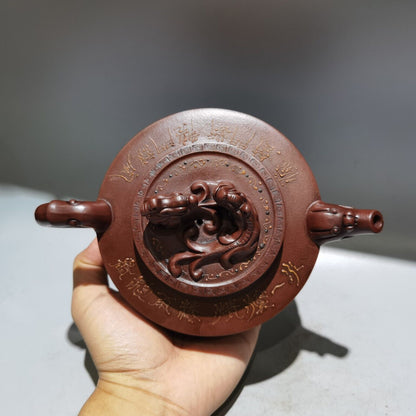 chinese yixing purple clay teapot tea set pot zisha ceramic dragon figurine art