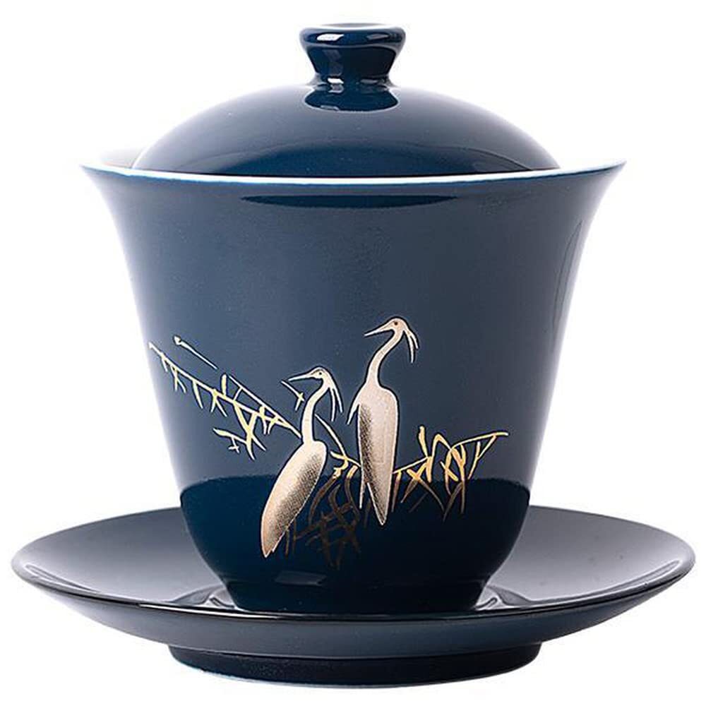 160ml Ceramic Gaiwan Bowl Kung Fu Tea Set Handmade Teacup Tureen Tea Decor